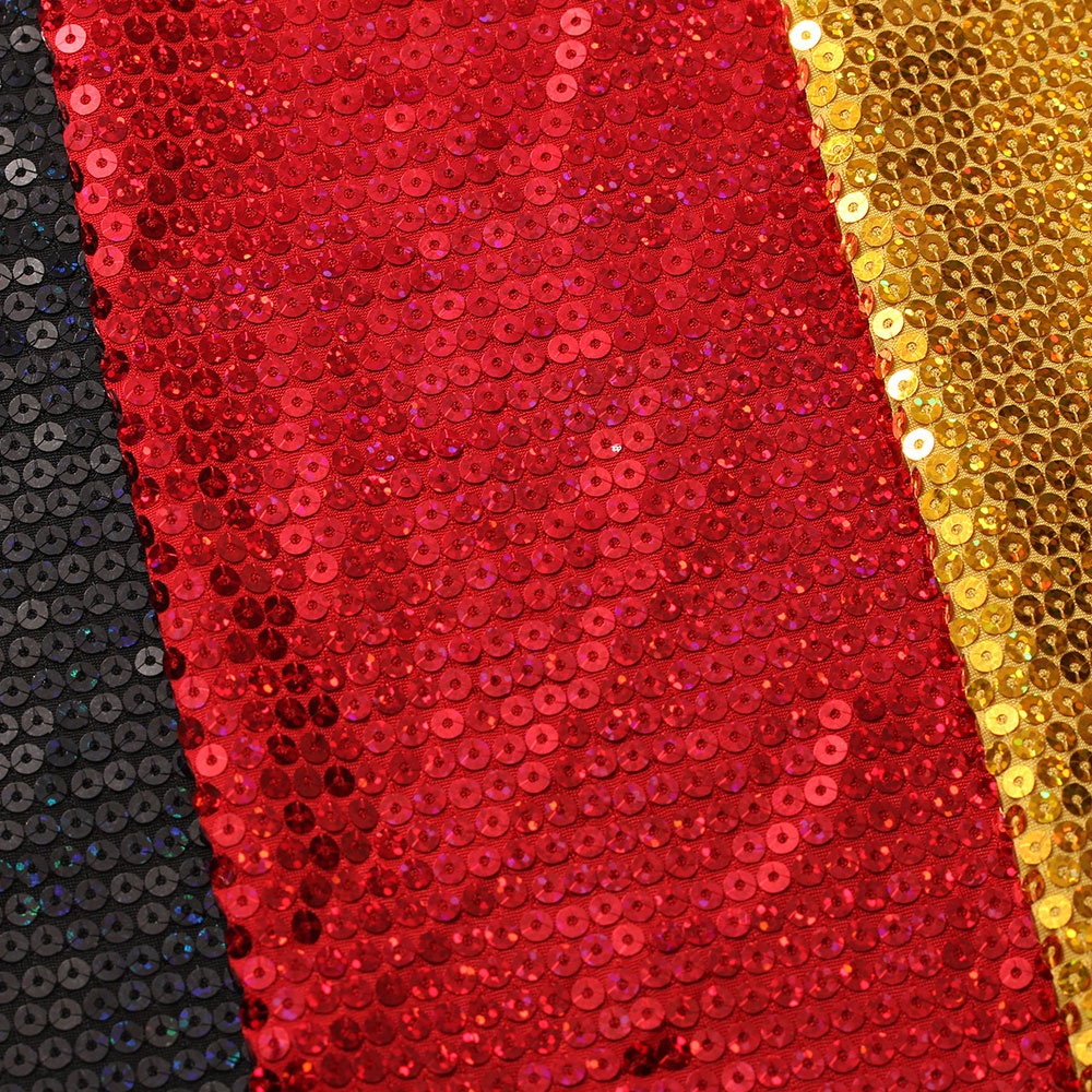 All-Over Mini Sequins Polyester Spandex Fabric - Gold, Red, Black, Round Sequins, 58/60" Width (1 Yard)