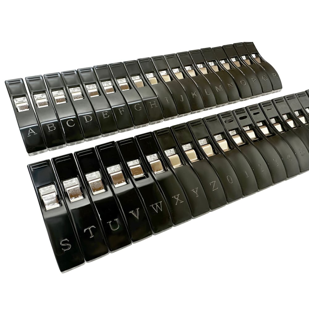 AlphaClips Large Sewing Tools Accessory - Black Engraved Letters A-Z And Numbers 0-9, 2" Clips (36 Clips)