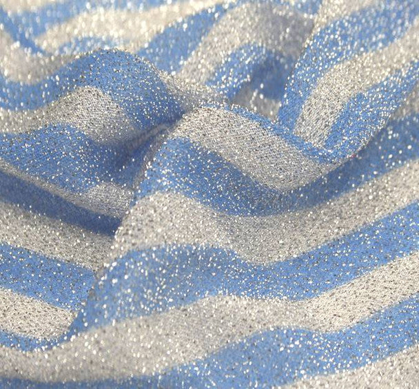1 yard White & Blue Glitter American Knit Fabric 58/60" Wide Lightweight Nylon-Polyester Stretch Fabric