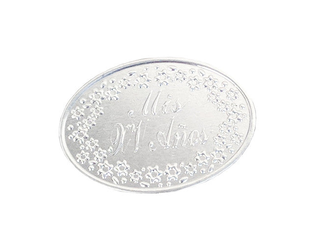 Mis Quince Años Silver Embossed Aluminum Foil Label – Pack of 100 Non?Adhesive Quinceañera Stickers