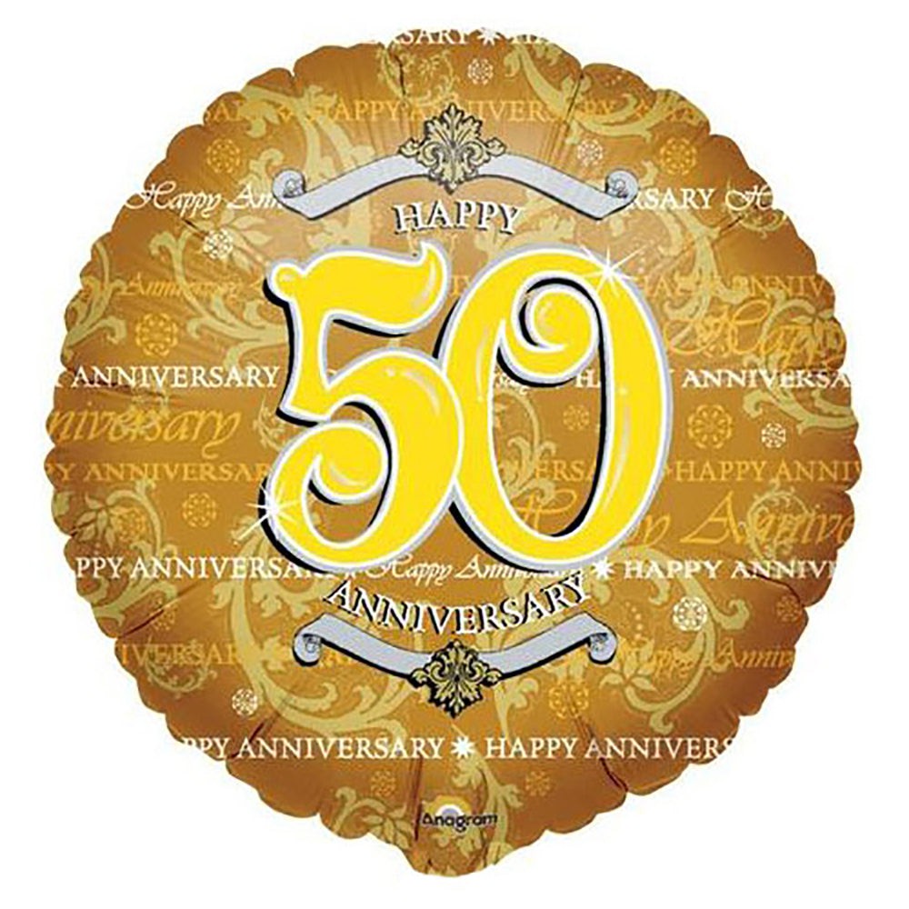 Foil Balloon Golden Anniversary 18 Inch