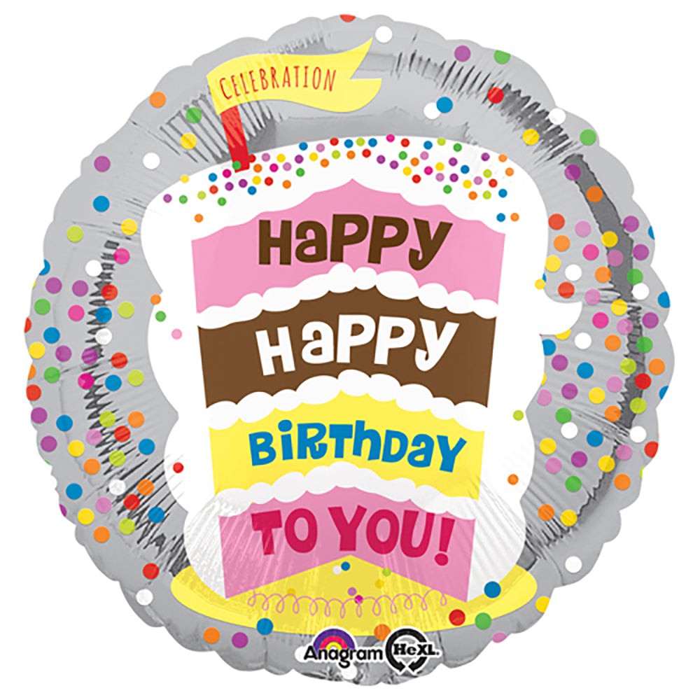 Foil Balloon Happy Birthday To You Cake 18 Inch