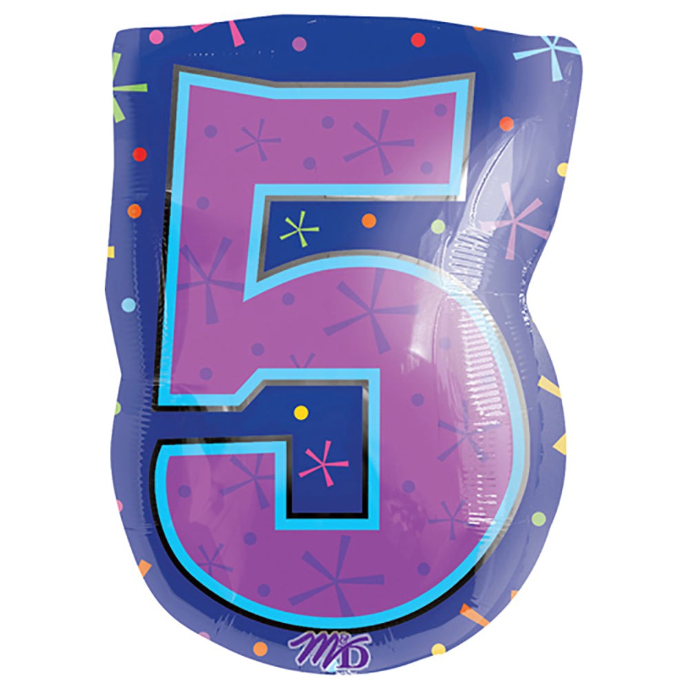 Foil Balloon Number 5 Multi-Color