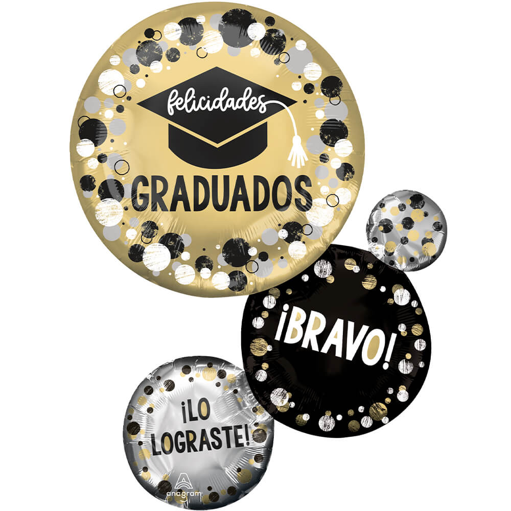 Anagram, Graduation, Grad Balloon, Felicidades, Graduados, Circles, Dots, Party Decor, Helium, Mylar, 4th july/ gradution (laballoons)