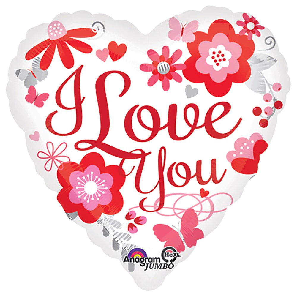 Foil Balloon 28 Inch I Love You Floral