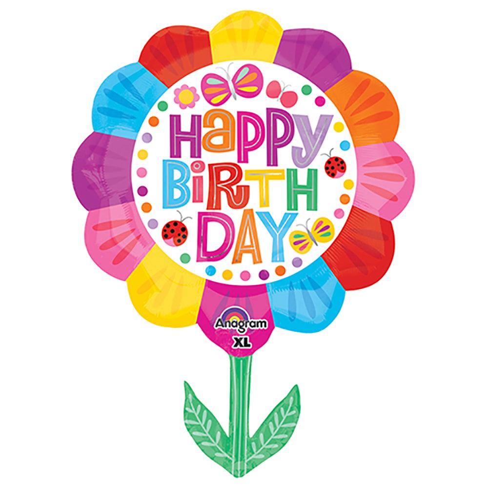 Foil Balloon Girls Happy Birthday Flower 29 Inch