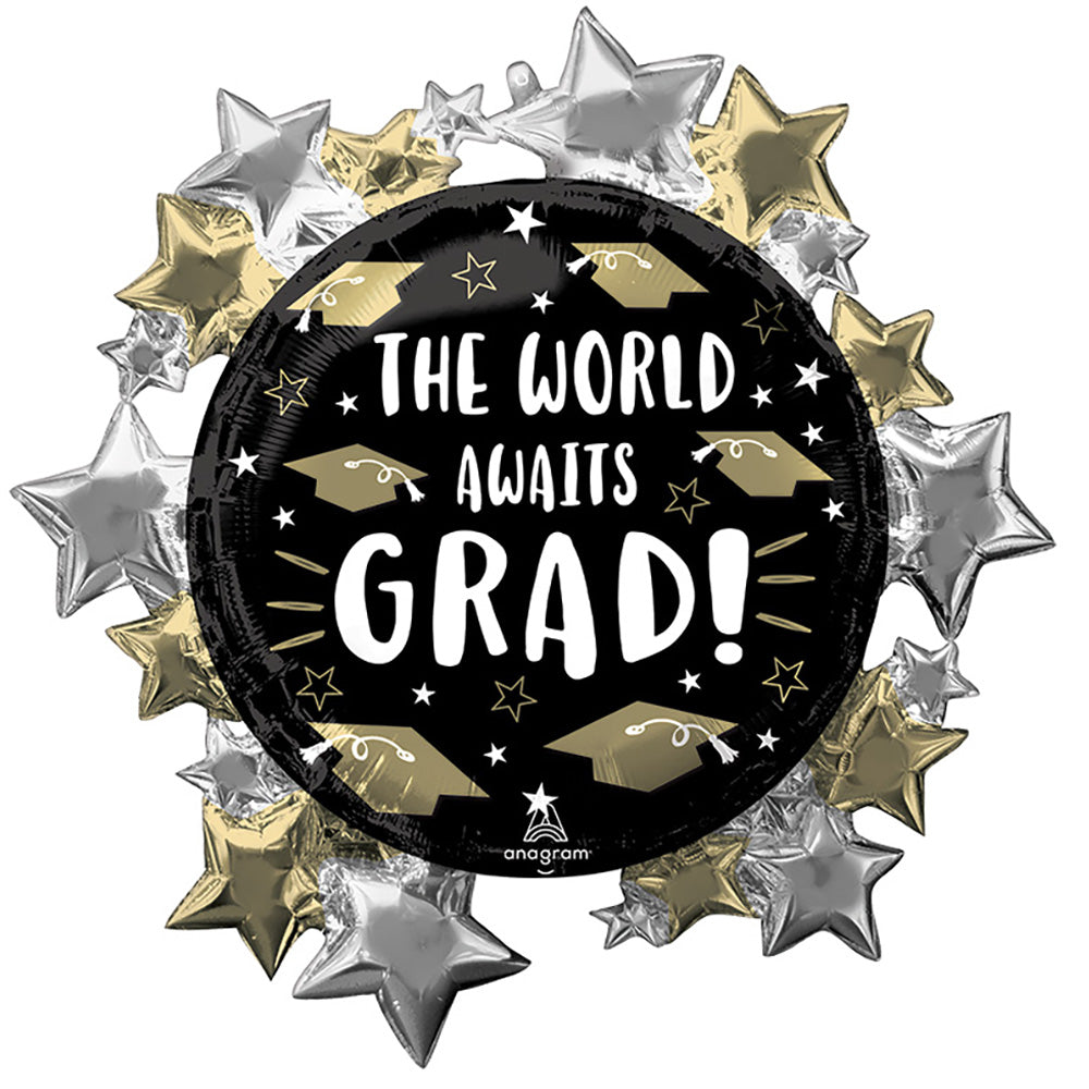 Anagram, Grad Balloon, World Awaits, Foil Balloon, Party Decor, Helium Safe, Celebration Decor, Graduation Theme, Photo Prop, 30 Inch, 4th july/ gradution (laballoons)