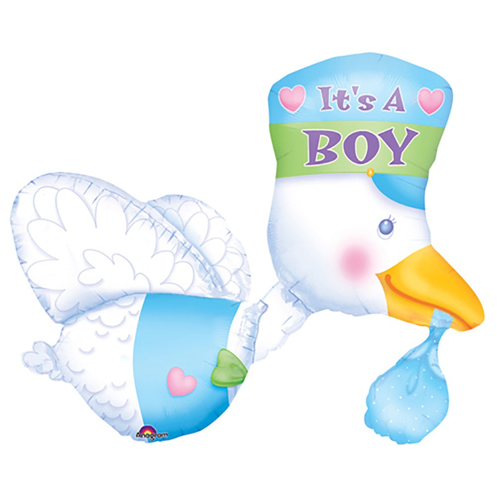 Foil Balloon Baby Boy Stork