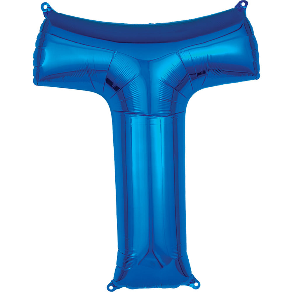 Foil Balloon Letter T Blue 34 Inch
