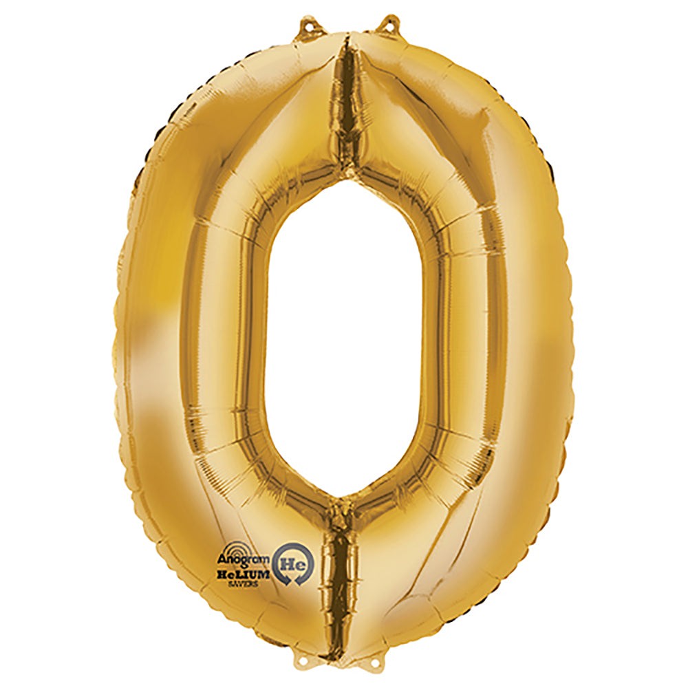 Foil Balloon Number 0 Gold