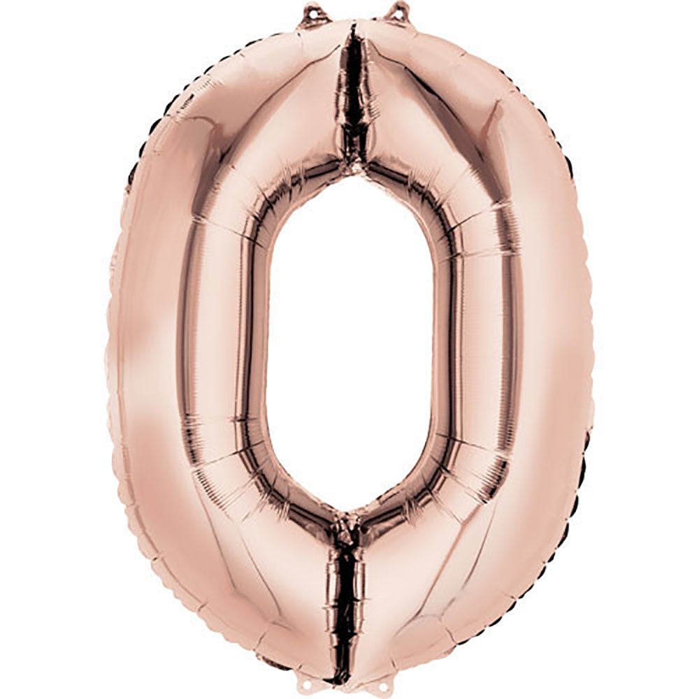 Foil Balloon 34 Inch Number 0 Rose Gold