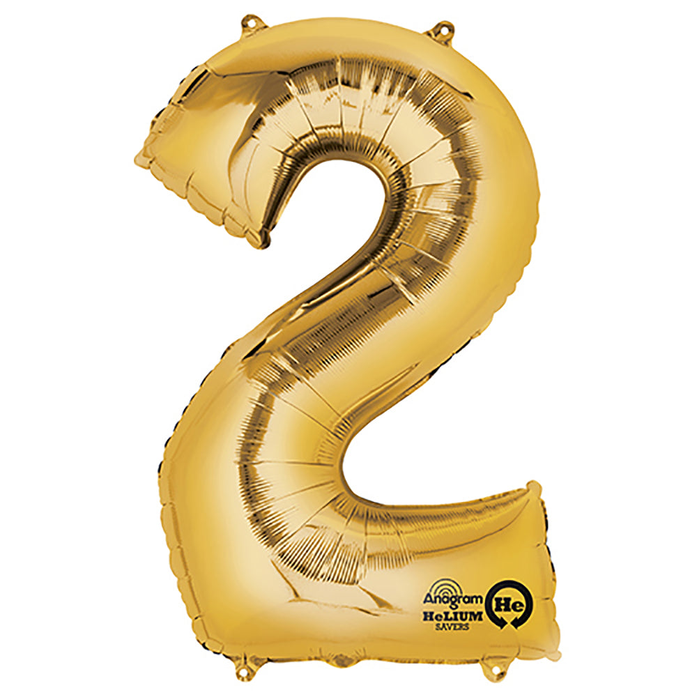 Foil Balloon Number 2 Gold