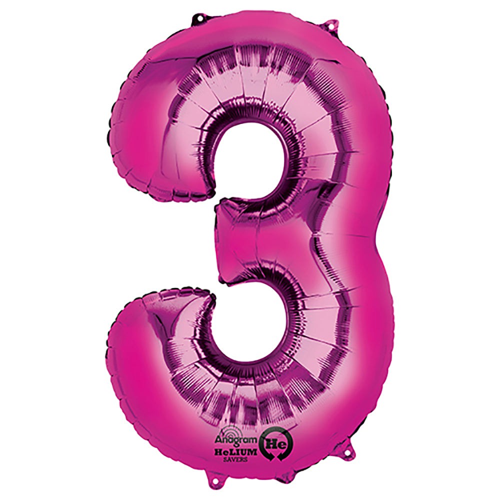 Pink Number 3 Foil Balloon