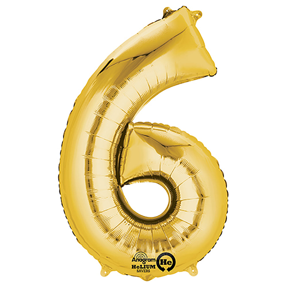 Gold Foil Number 6 Balloon