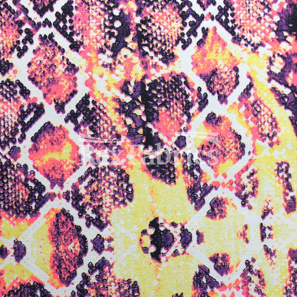 Animaze Nylon Spandex Fabric - Rust, Plum, Neon Snake Print, 58" Width (1 Yard)