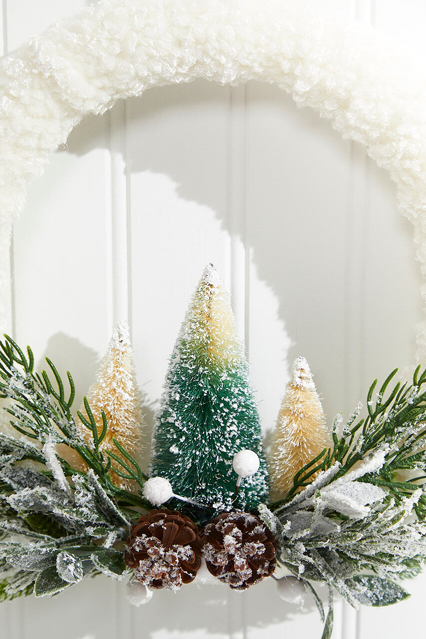14"x10" Frosted Christmas Tree Wreath