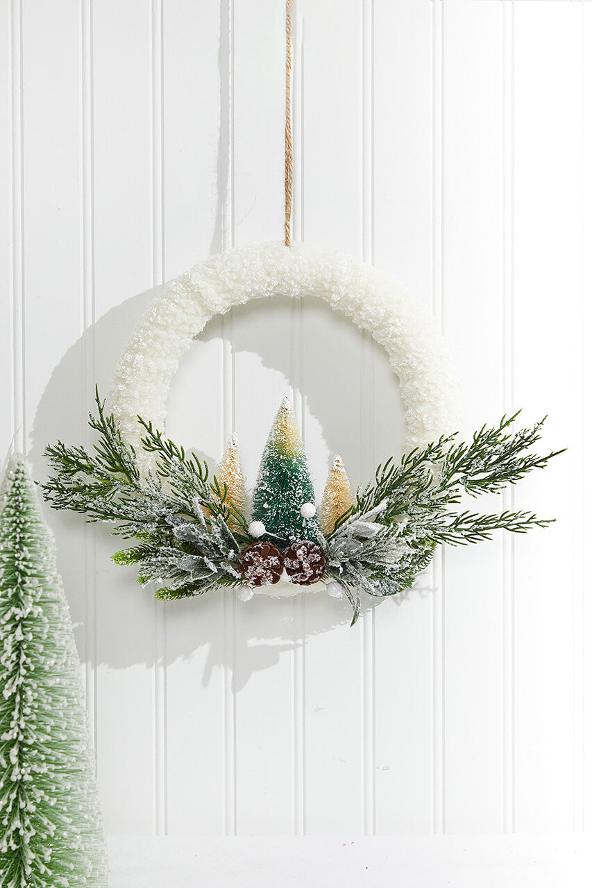 14"x10" Frosted Christmas Tree Wreath