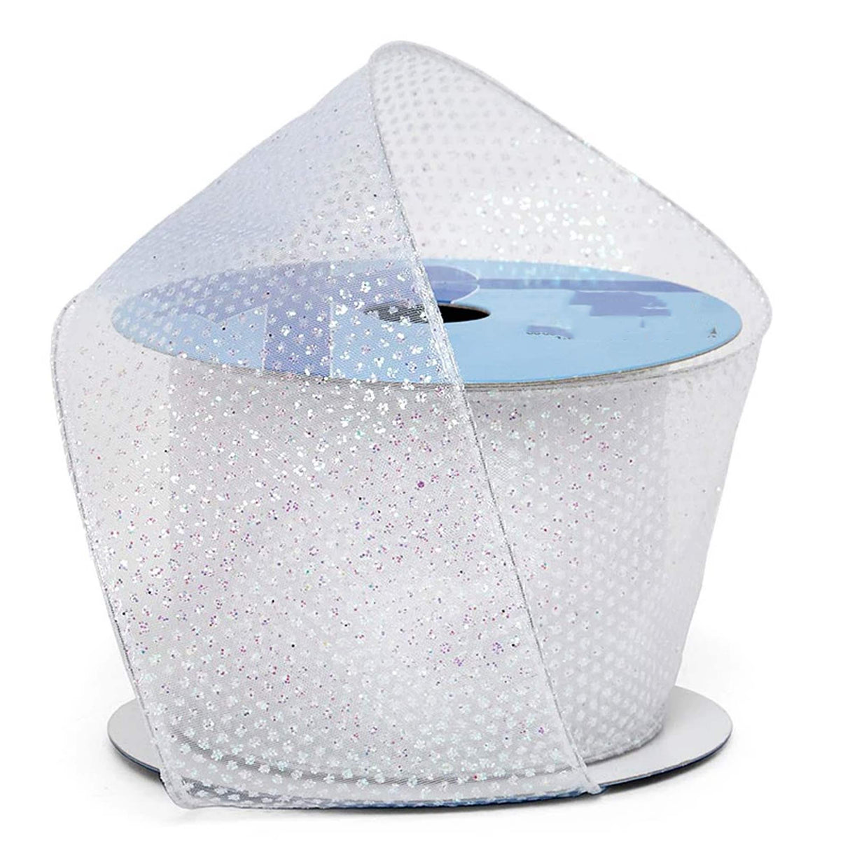 Mini / Micro Metallic Dots On Wired Ribbon 2 1/2 '' X 10 yd Iridescent Micro (Sheer) Color 1 / roll