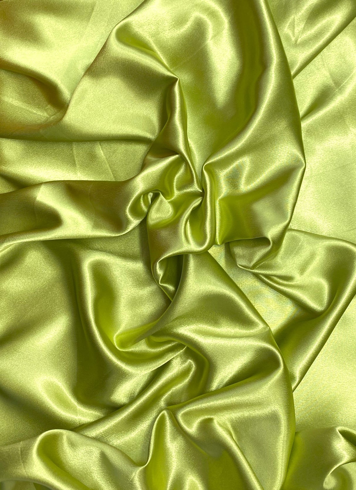 Crepe Satin Polyester Fabric - Apple Green, Shiny Satin, 58" Width (1 Yard)
