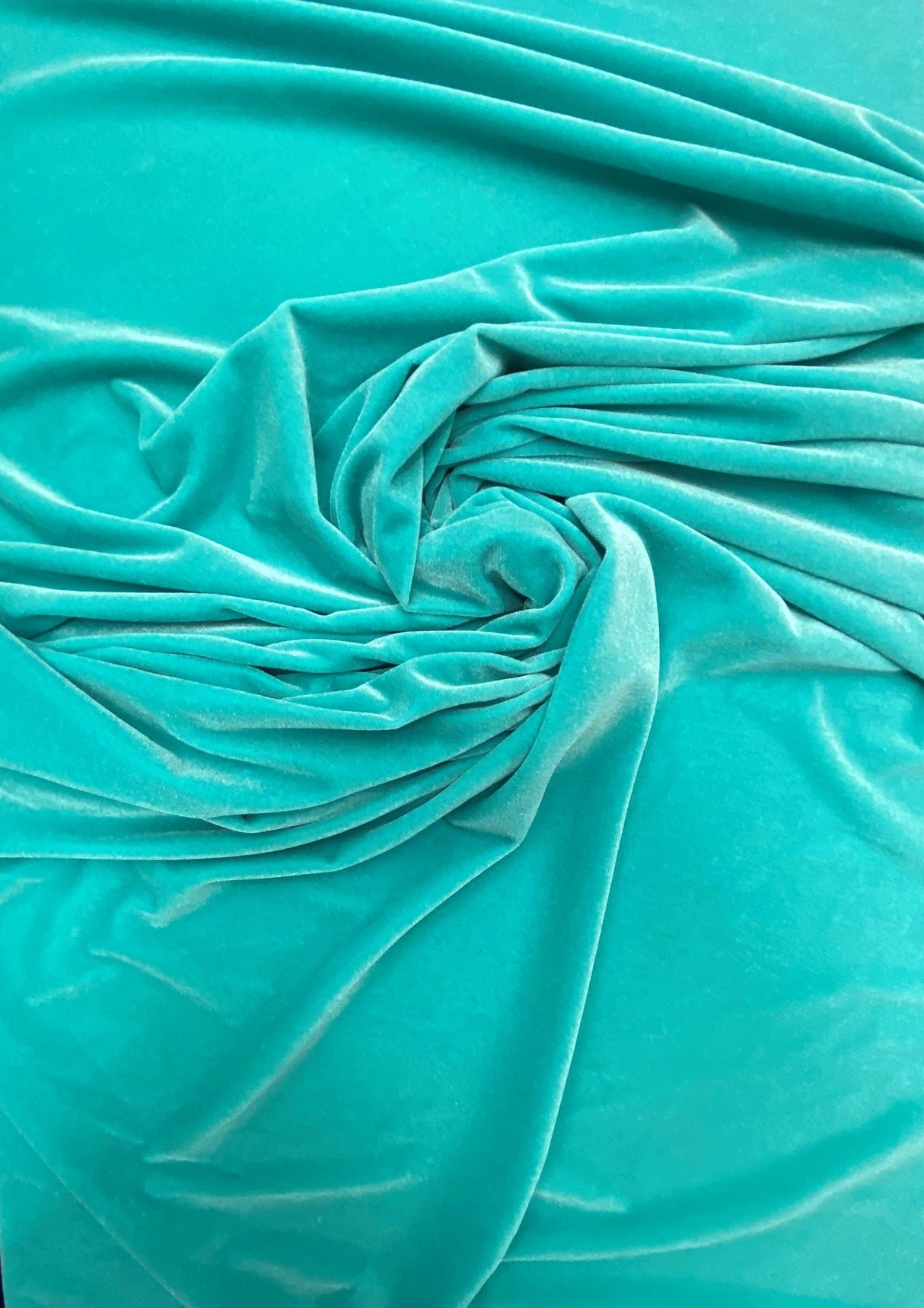 Aqua Green Polyester Spandex Stretch Velvet Fabric - Solid Aqua Green, 58"-60" Width