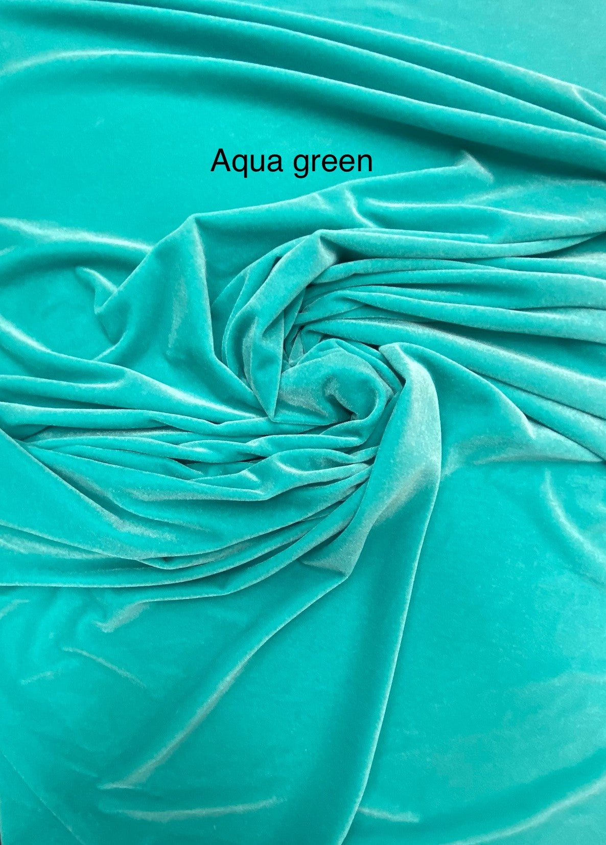 Aqua Green Polyester Spandex Stretch Velvet Fabric - Solid Aqua Green, 58"-60" Width