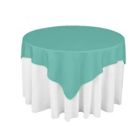 Aqua Square Polyester Overlay Tablecloth 85″ x 85″
