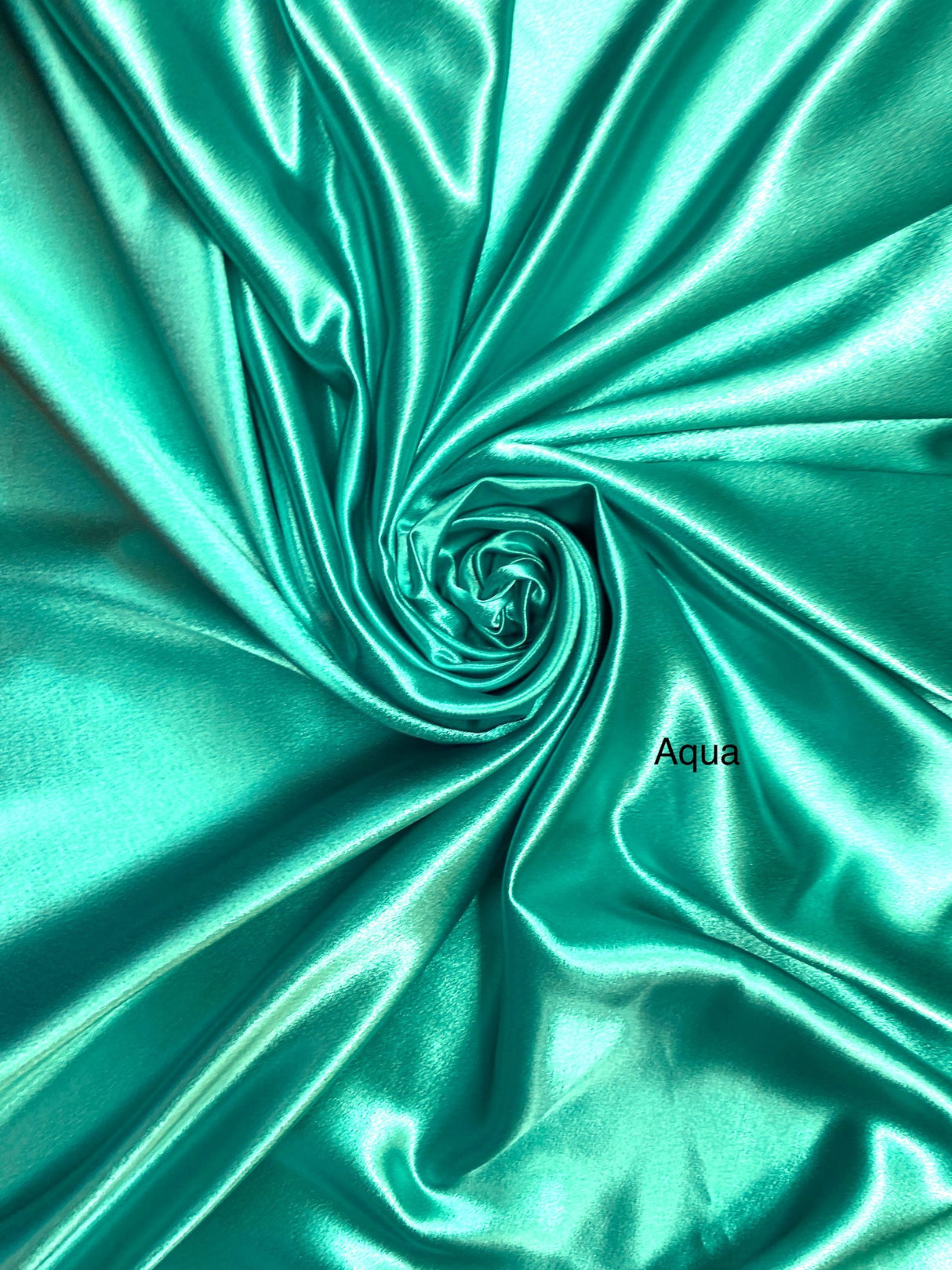 Crepe Satin Polyester Fabric - Aqua, Shiny Crepe Satin, 58" Width (1 Yard)