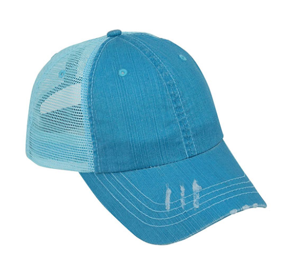 Jean Cap Cotton Polyester Fabric - Aqua, Casual, Adjustable (1 Cap)
