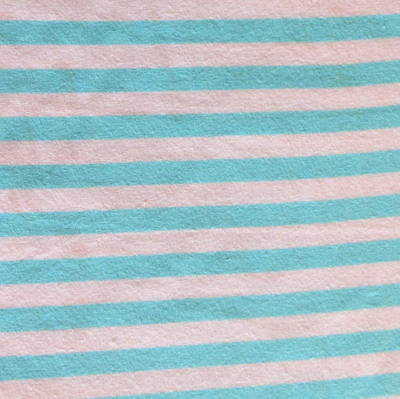 Cotton Lycra Aqua and White 3/8" Stripe Knit Fabric