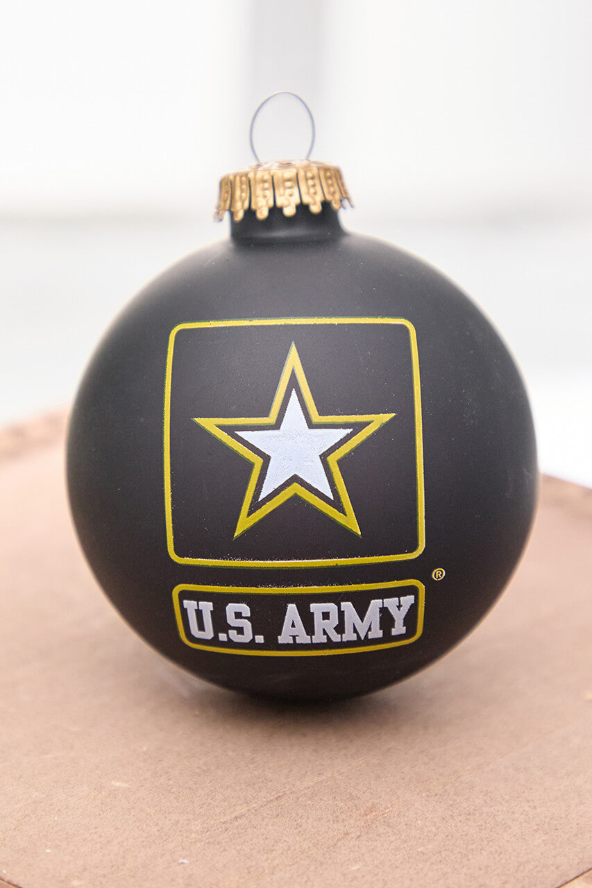 3.25" Ebony U.S . Army Logo & Song Glass Ball Ornament