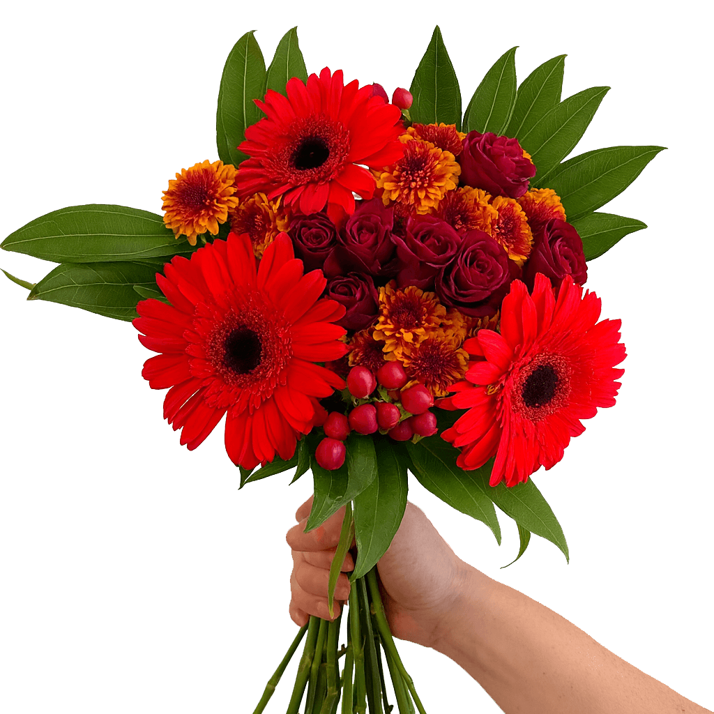 2 Red Fall Flower Bouquets Fresh Autumn Arrangement Set