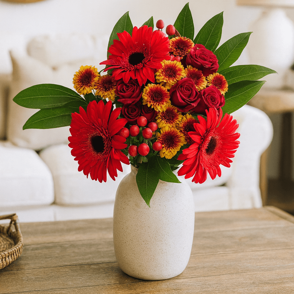 16 Red Fall Flower Bouquets Premium Arrangement Set