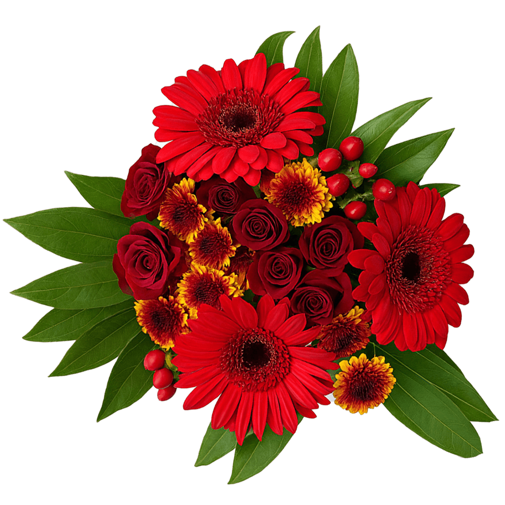 16 Red Fall Flower Bouquets Premium Arrangement Set