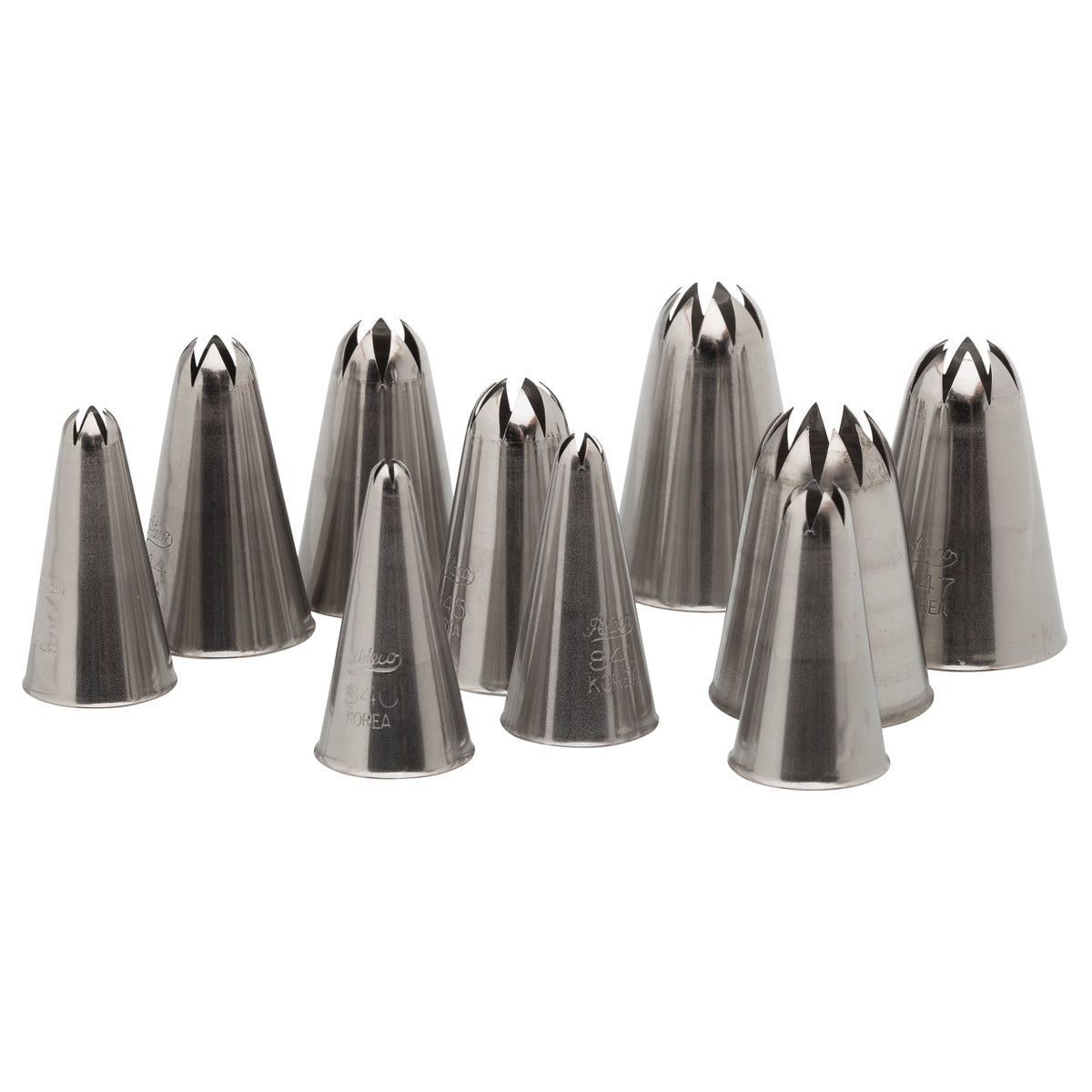 Ateco Closed Star Pastry Tube Set # 850 - Set of 10