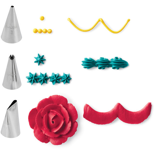 Wilton Beginner Basic Cake Decorating Tip Set with Coupler – 4 Piece