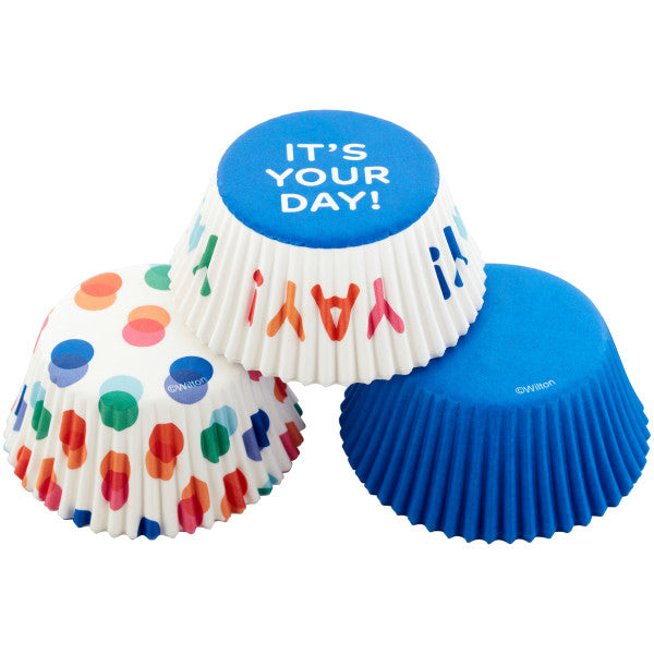 Wilton Blue, Polka Dot and It's Your Day Baking Cups, 75-Count