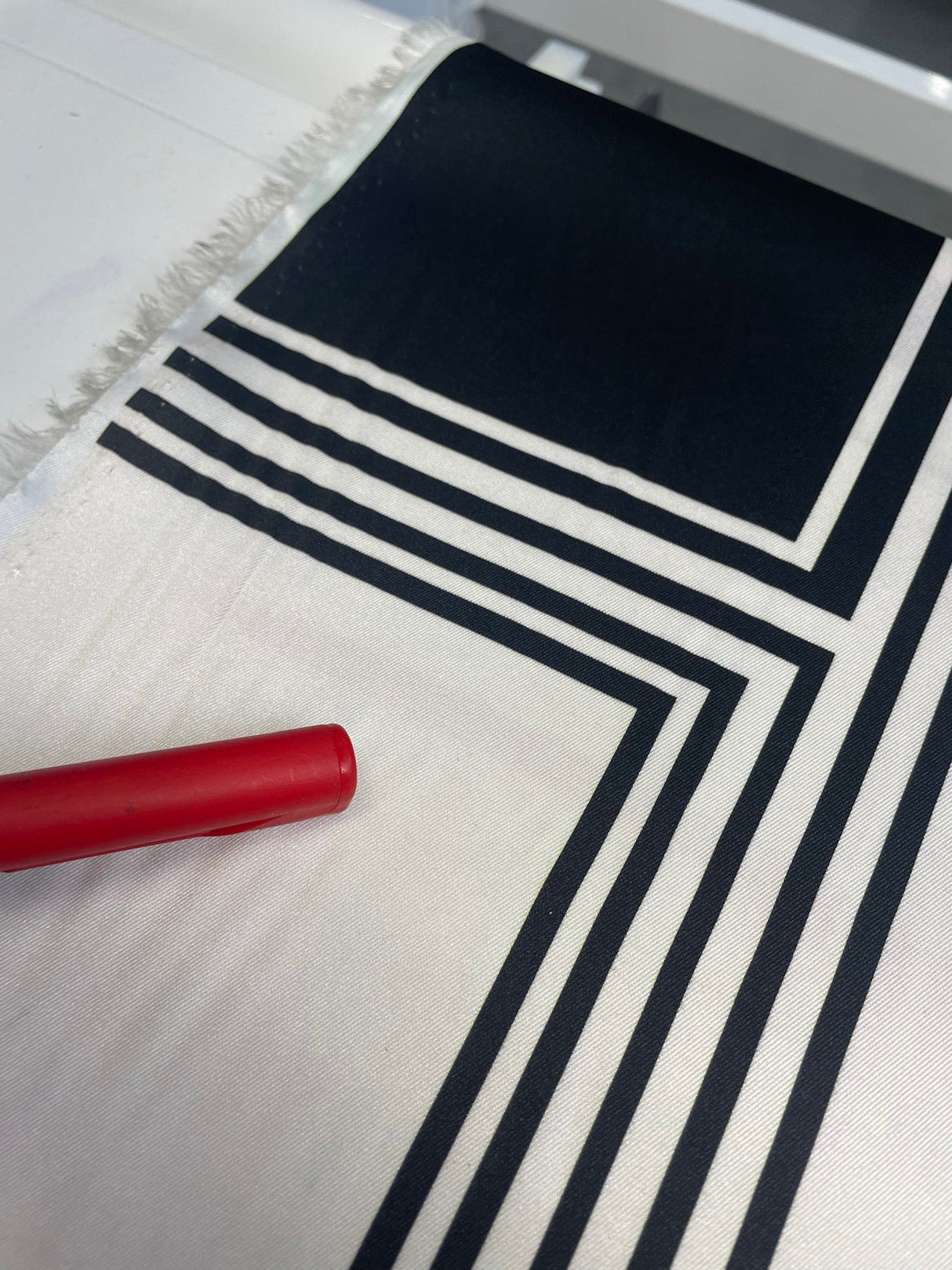 Printed Polyester Sateen Fabric Beige Black