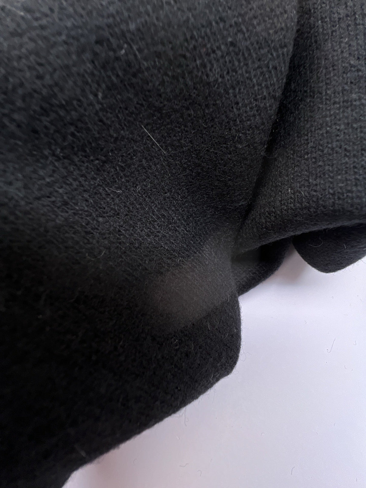 Black Wool Fused Knitted Fabric