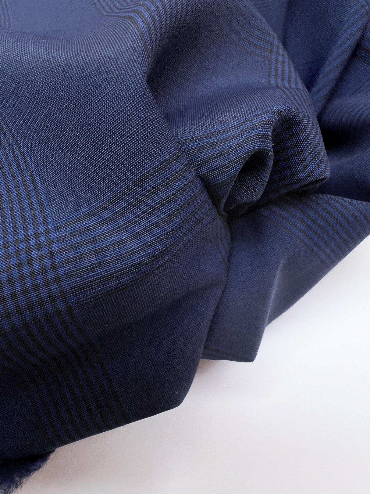 Virgin Wool Tweed Checked Blue Black