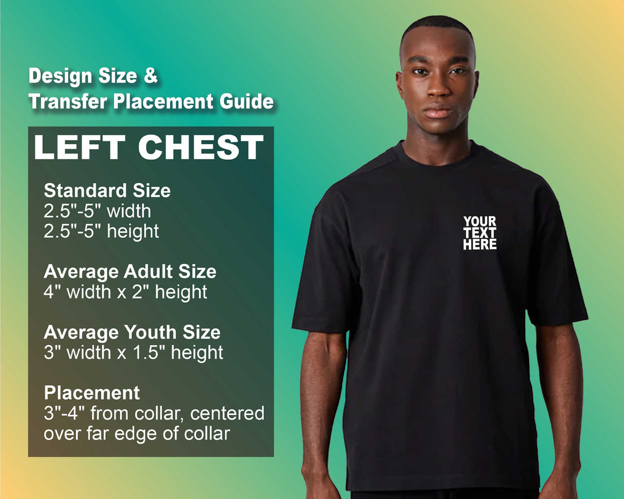 Pack: 12 Fast Bulk Custom T-Shirts – Add Your Design, Logo, or Message (Left Chest - Black)