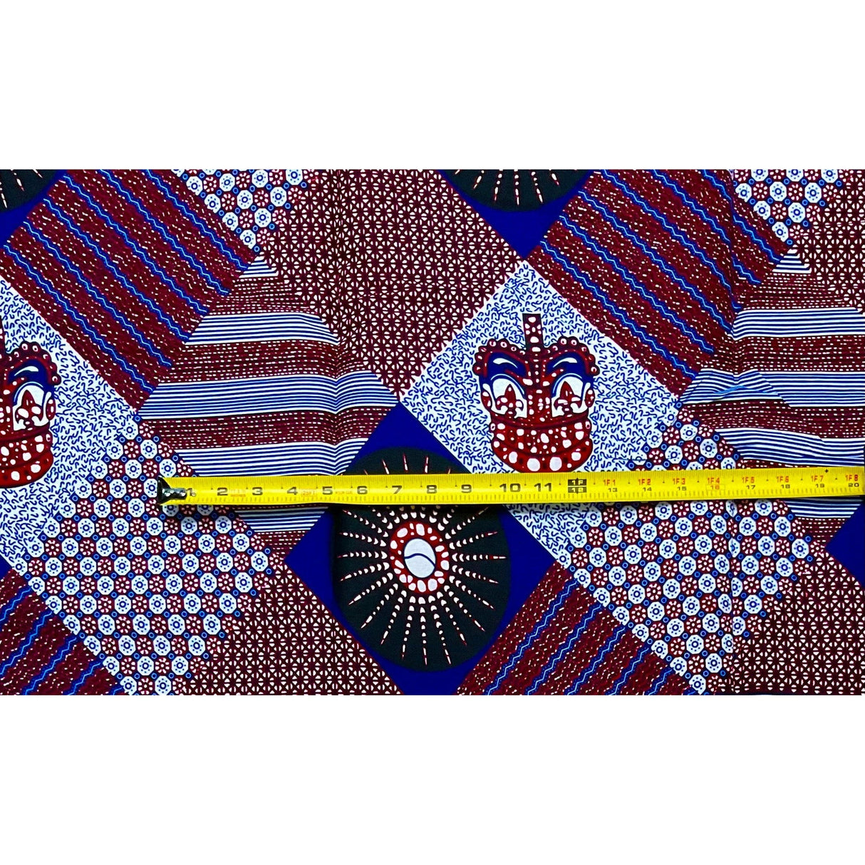 African Print Ankara Cotton Fabric - Brown, Blue, White Scatta, 46" Width (Per Yard)