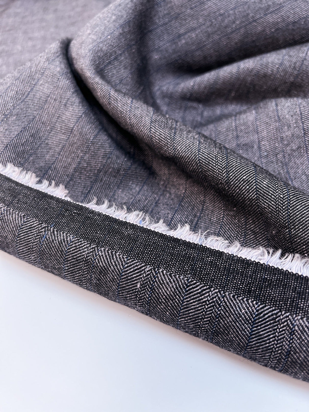 Wool Tweed Striped Melange Herringbone