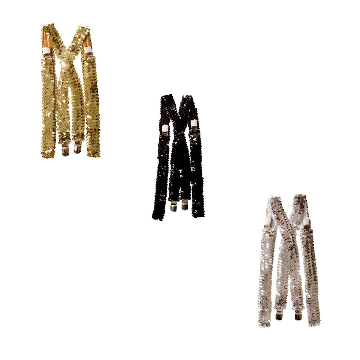 White Sequined Suspenders