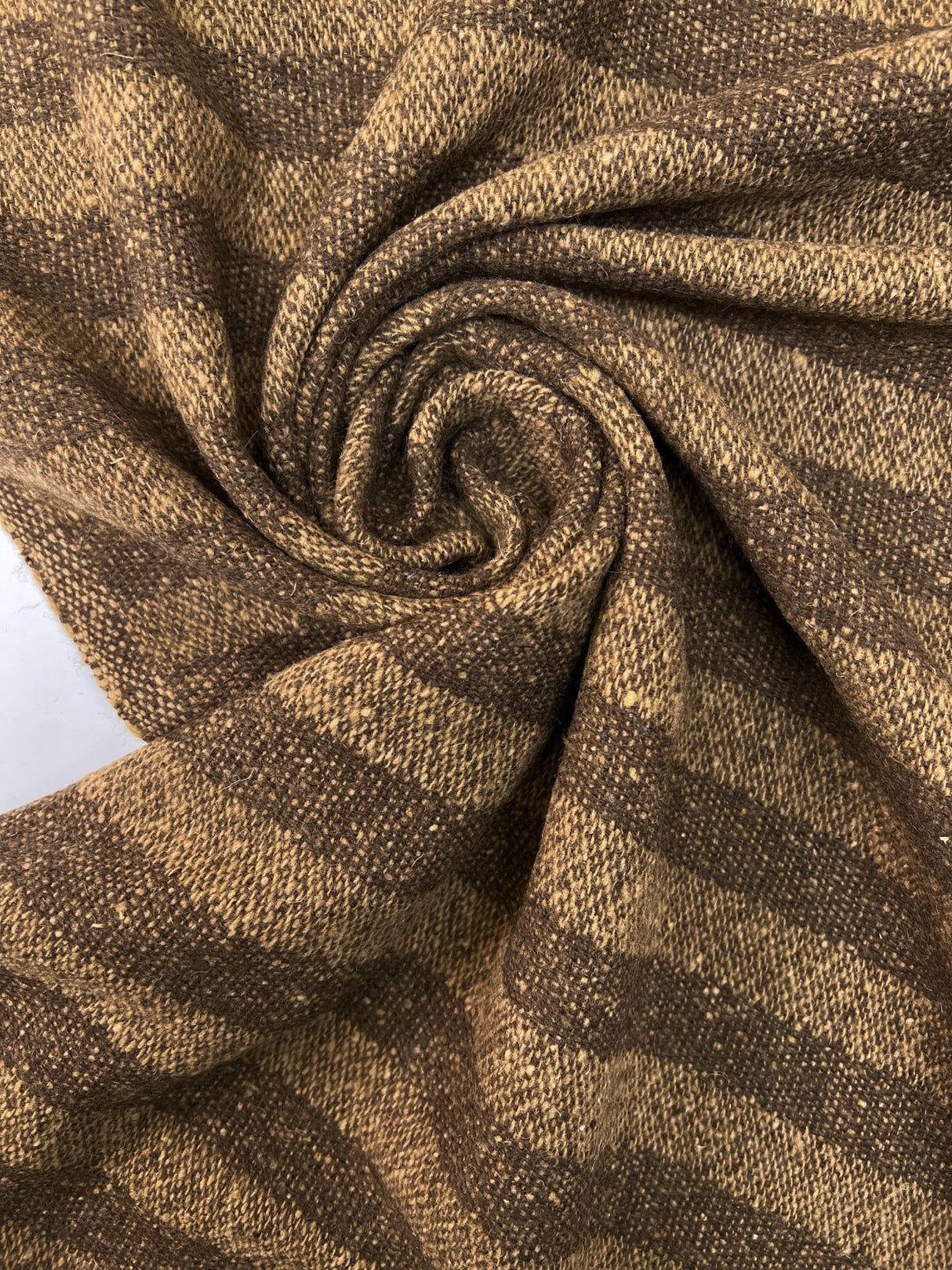 Italian Brown Striped Wool Fabric