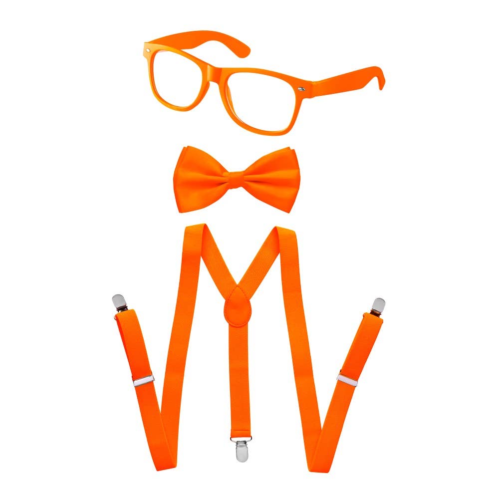 Neon Suspender, Bowtie Accessory Set - Adults