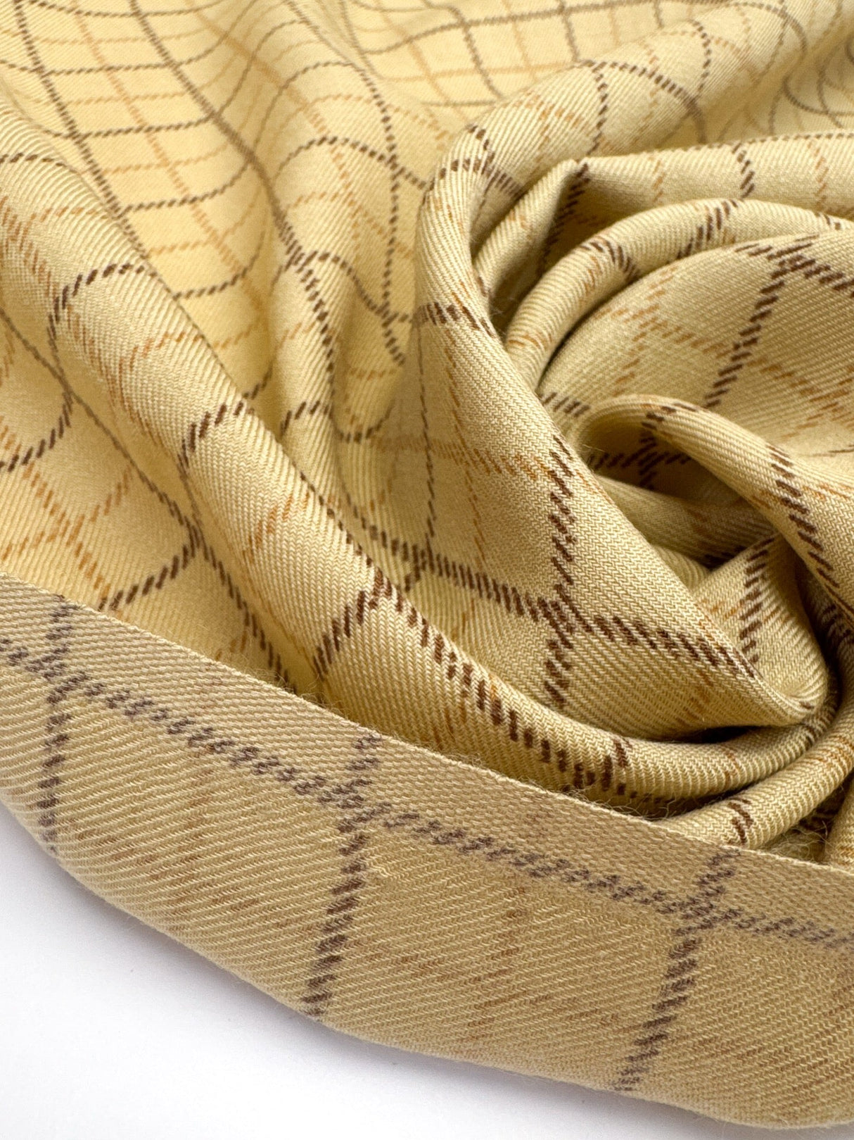 Acrylic Twill Checked Brown Beige Fabric