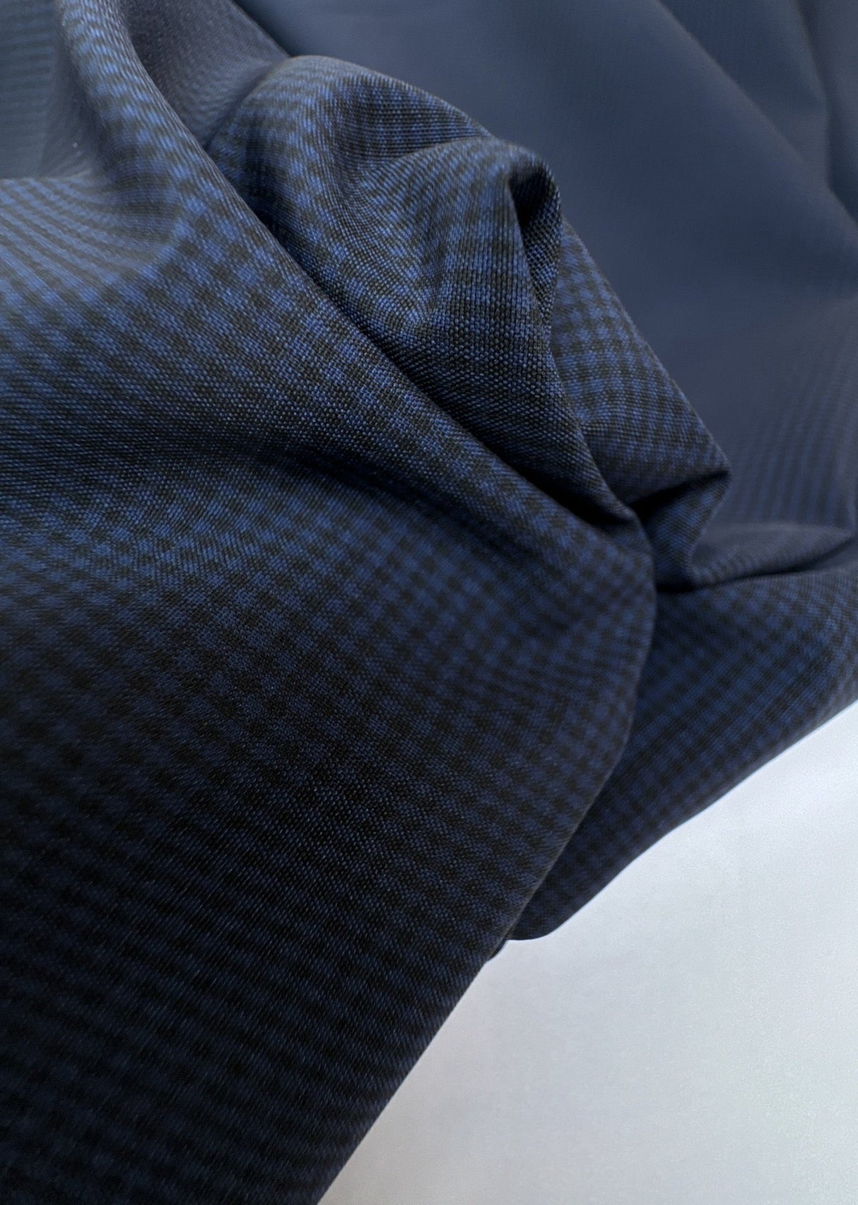 Virgin Wool Suit Fabric Checked Blue Black