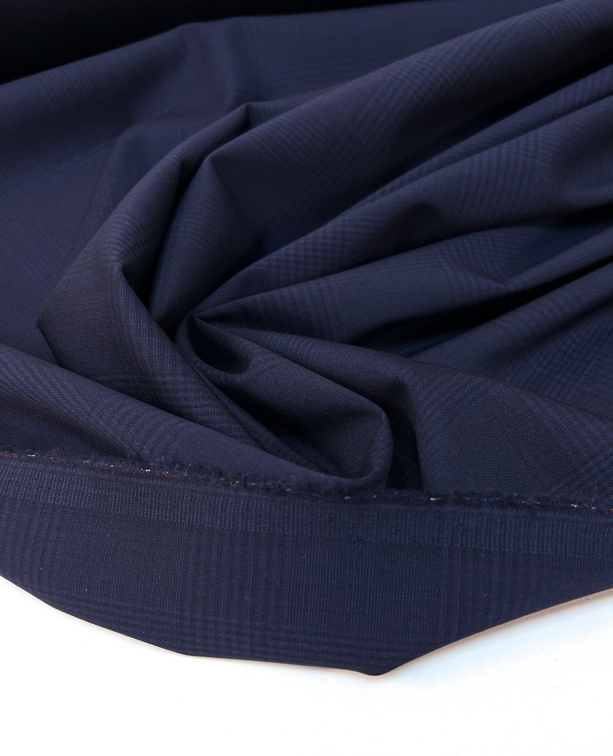 Wool Blend Tweed Checked Blue-Black Stretch