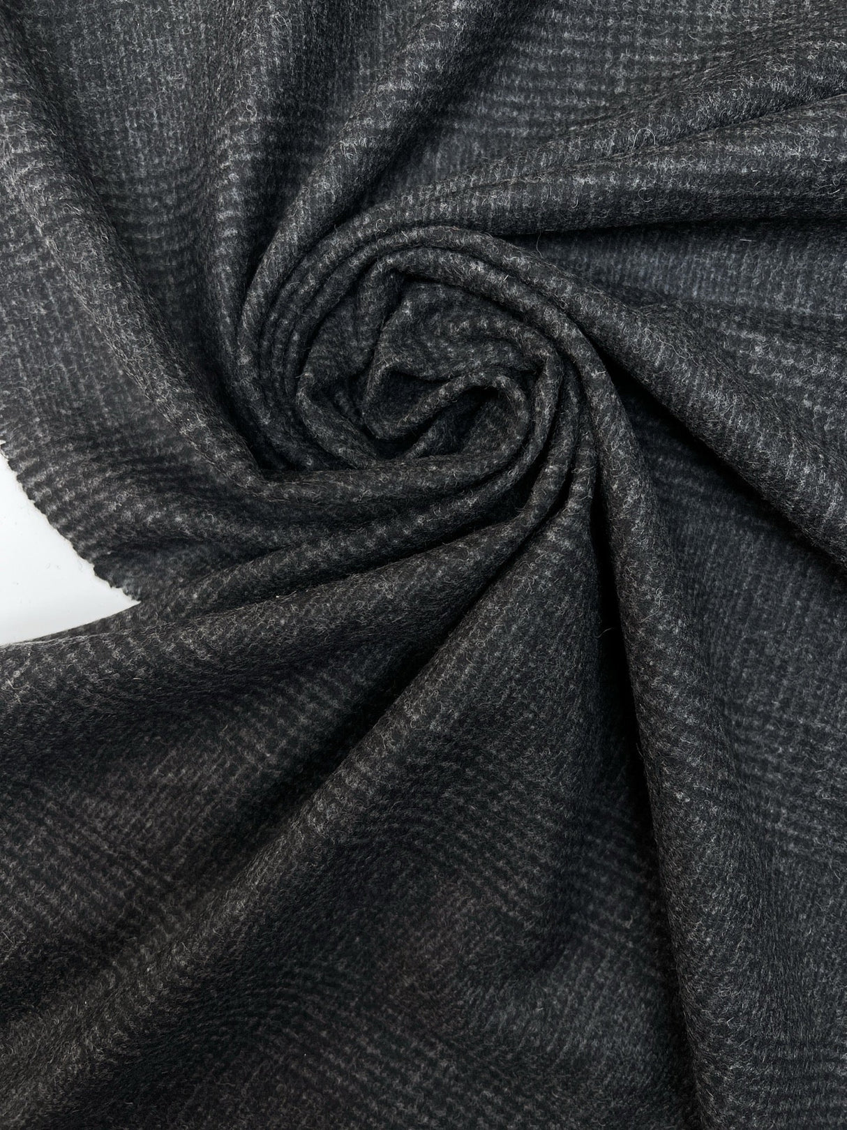 Wool Tweed Coat Fabric Checked Gray