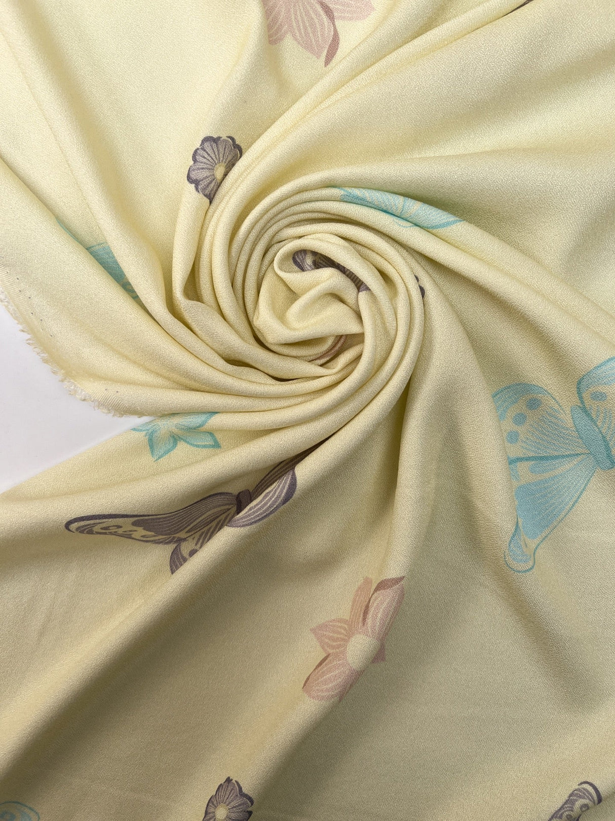 Viscose Crepe Printed Yellow Fabric